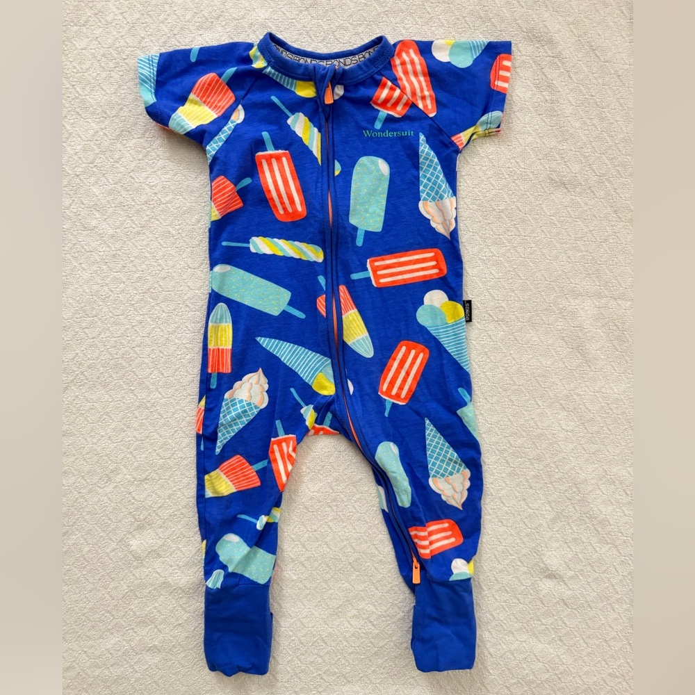 Bonds Wondersuit Popsicle & Ice Cream Print Double Zipper and Fold-over Feet